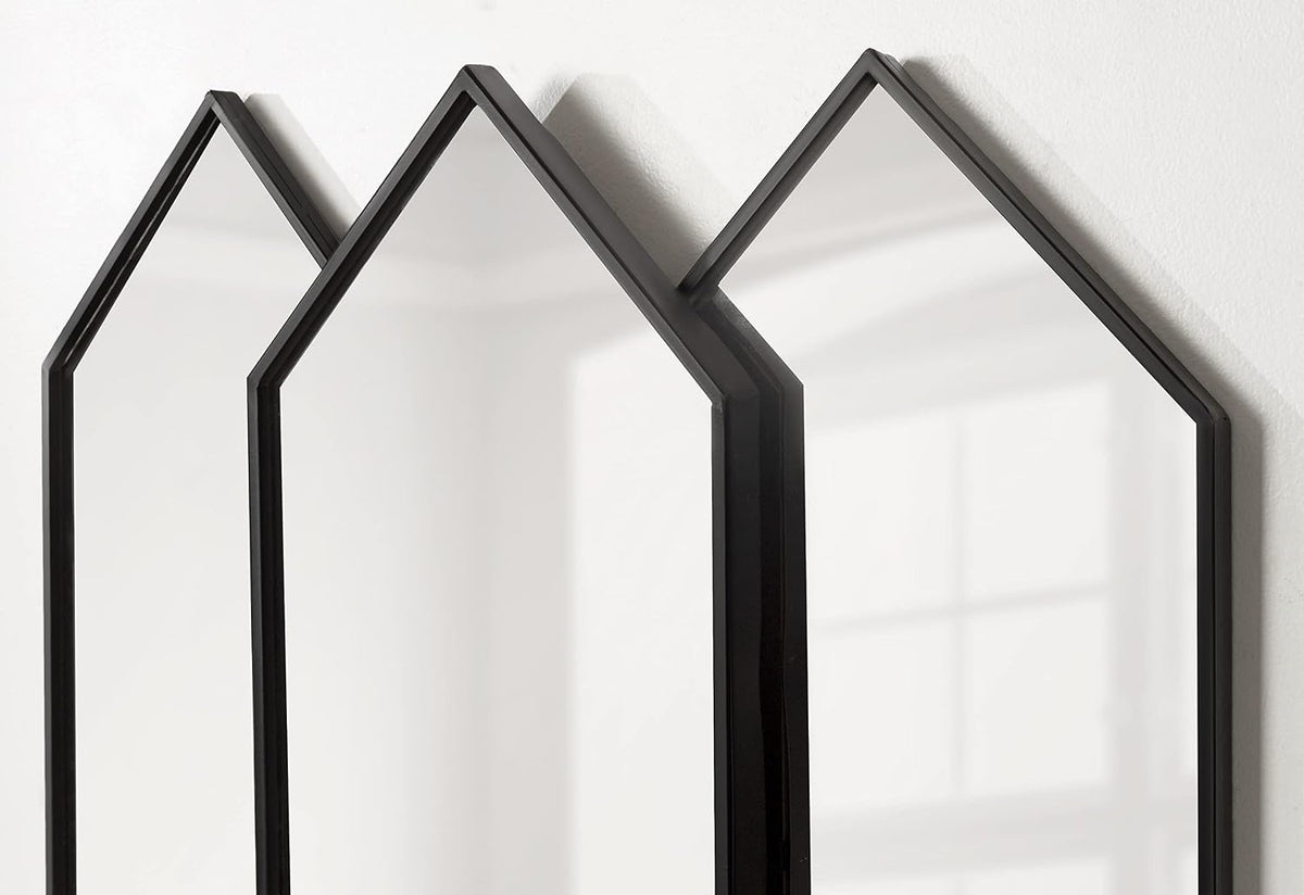 Diaz Stacked Wall Mirror; 28 X 27; Black; Decorative Dimensional Midcentury Modern Wall Decor with Geometric Shape and Symmetrical Design