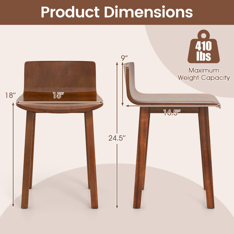 Wood Dining Chair Set of 2 Farmhouse Kitchen Dining Room Chairs Mid-Century Modern Armless Side Chairs