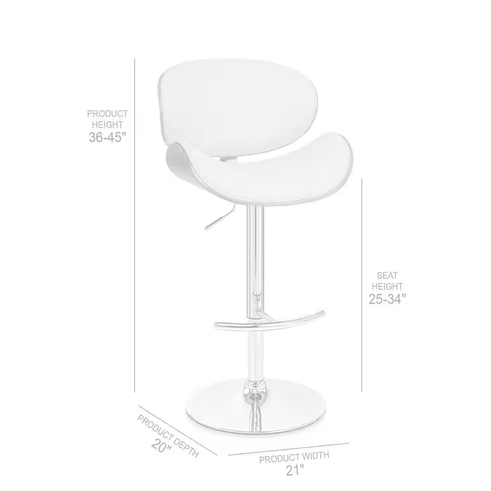 Naples Bar Stool in Chrome with Black Pu Upholstery and Walnut Veneer Back
