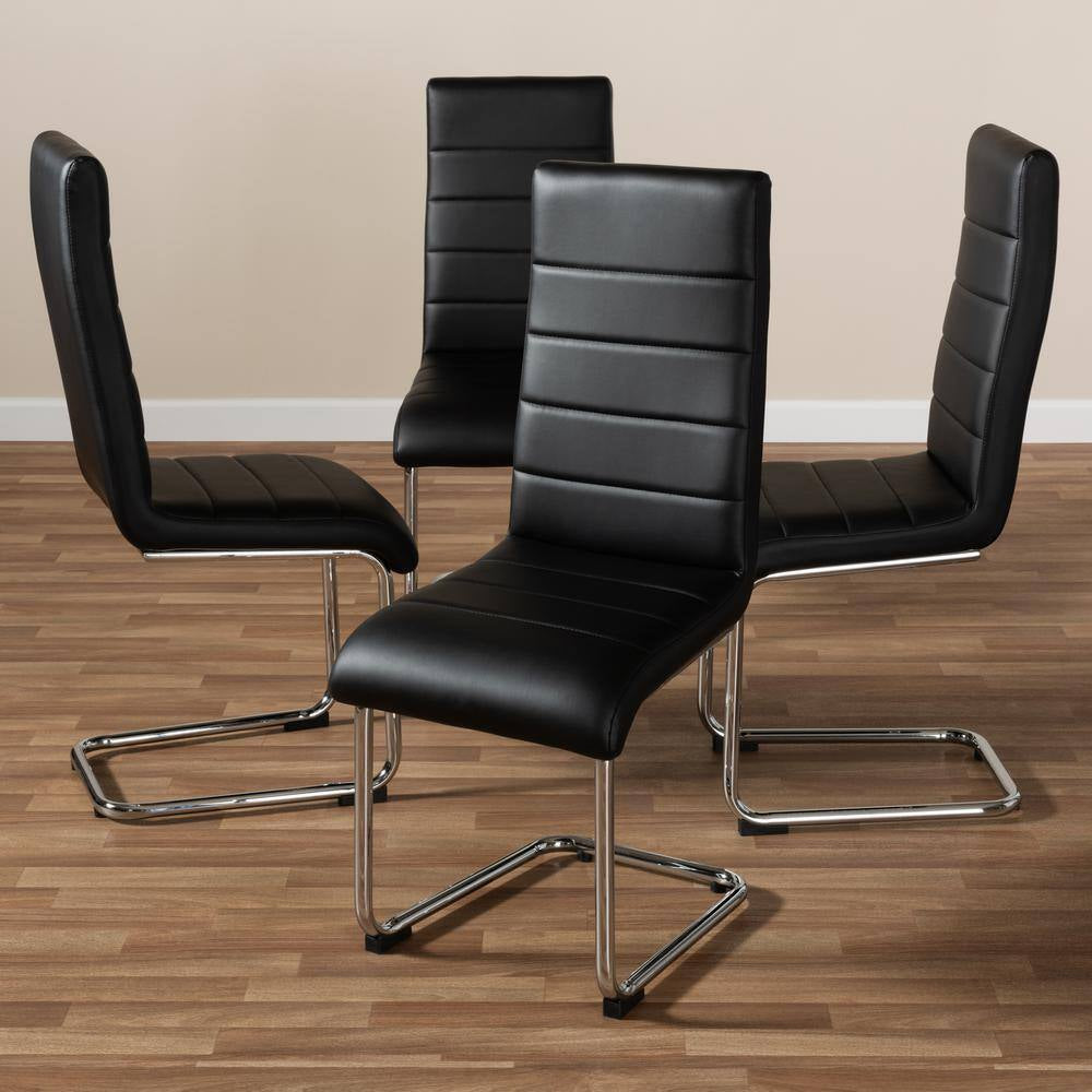 Marlys Black Faux Leather Upholstered Dining Chair (Set of 4)