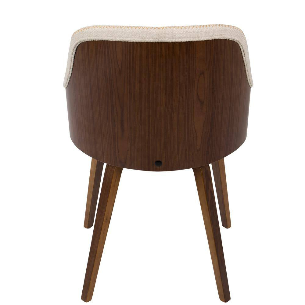 Bacci Mid-Century Modern Walnut and Cream Fabric Dining/Accent Chair in Wood