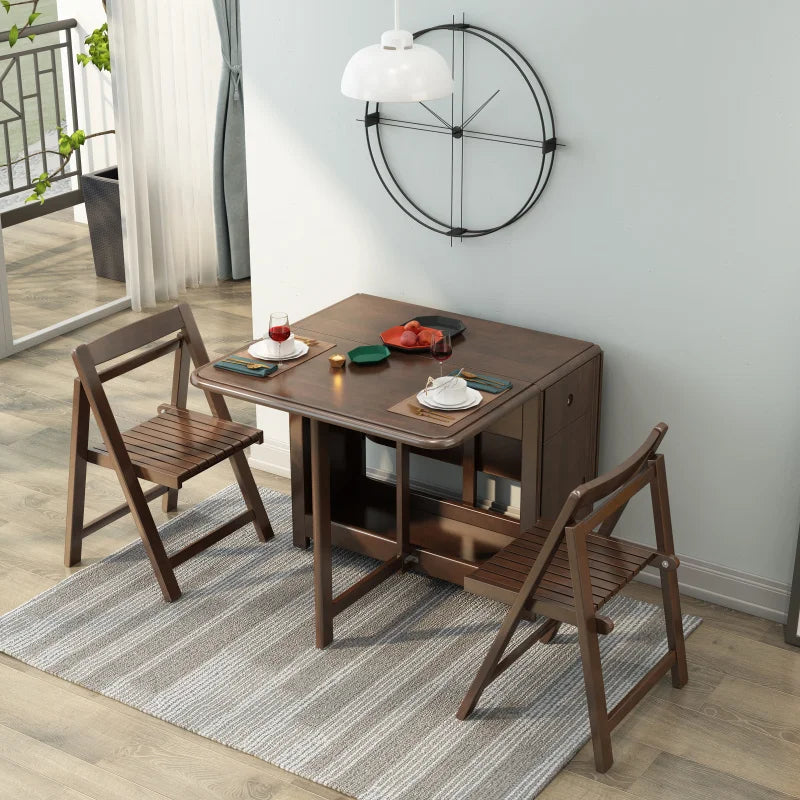 Fontaine Collection | Gold-Trimmed Square Walnut Dining Table & Chair Set