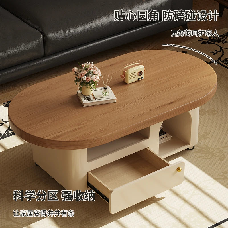 Ellington Collection | Tapered-Leg Oval Solid Walnut Coffee Table - captured in a curated lifestyle vignette in a Mid-Century Modern living room setting.