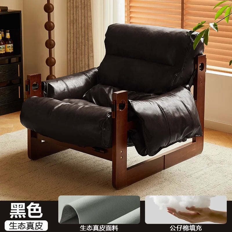 Ellington Collection | Glass-Topped Atomic-Era Cognac Leather Lounge - detail view 14 revealing design nuance in a Mid-Century Modern living room setting.