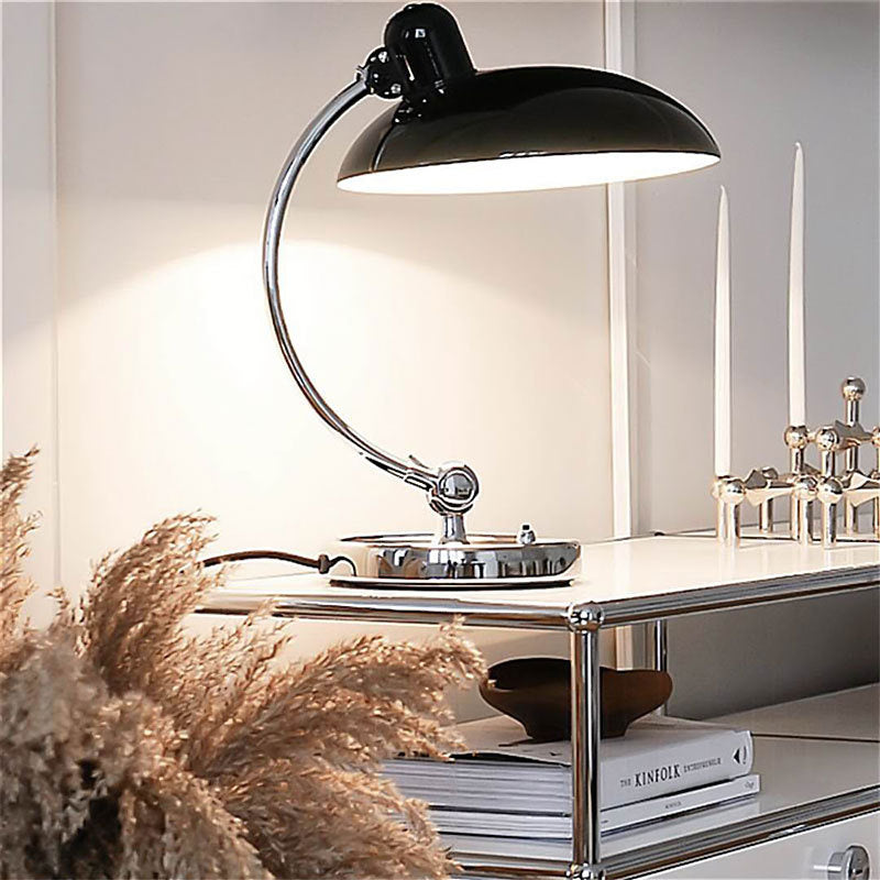 Dresden Collection | Tapered-Leg Brass-Accented Walnut & Brass Bedside Lamp - styled from an alternate angle revealing dimensional depth in a Mid-Century Modern bedroom setting.