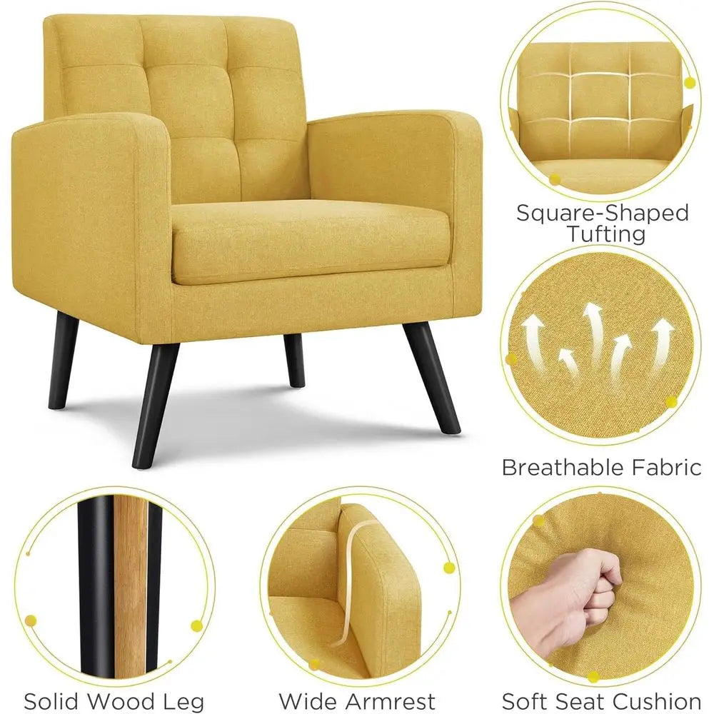 Belmont Collection | Sculptural Brass-Accented Walnut & Brass Accent Chair - captured in a curated lifestyle vignette in a Mid-Century Modern living room setting.