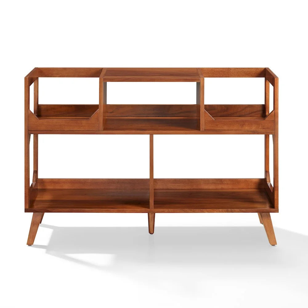 Asheville Mid-Century Modern Media Console Record Player Stand, Storage for Vinyl Records
