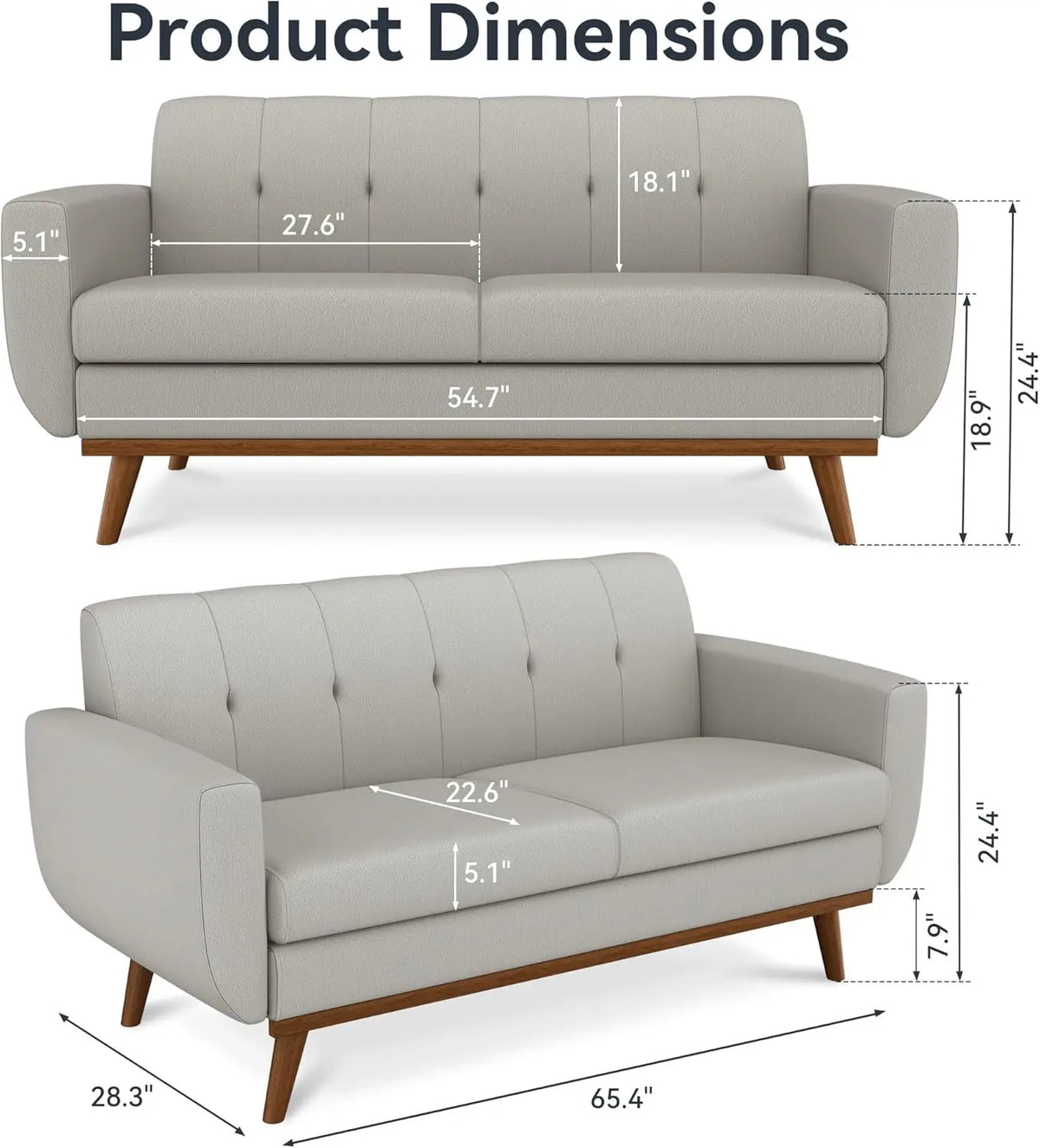 Ellington Collection | Atomic-Era Walnut Loveseat - styled from an alternate angle revealing dimensional depth in a Mid-Century Modern living room setting.