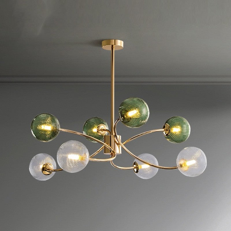 Fontaine Collection | Sculptural Glass-Topped Brass Constellation - highlighting material texture and craftsmanship detail in a Mid-Century Modern living room setting.