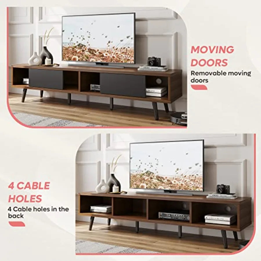 Ellington Collection | Grand Walnut Media Console - featuring close-up joinery and artisanal finish quality in a Mid-Century Modern entryway setting.