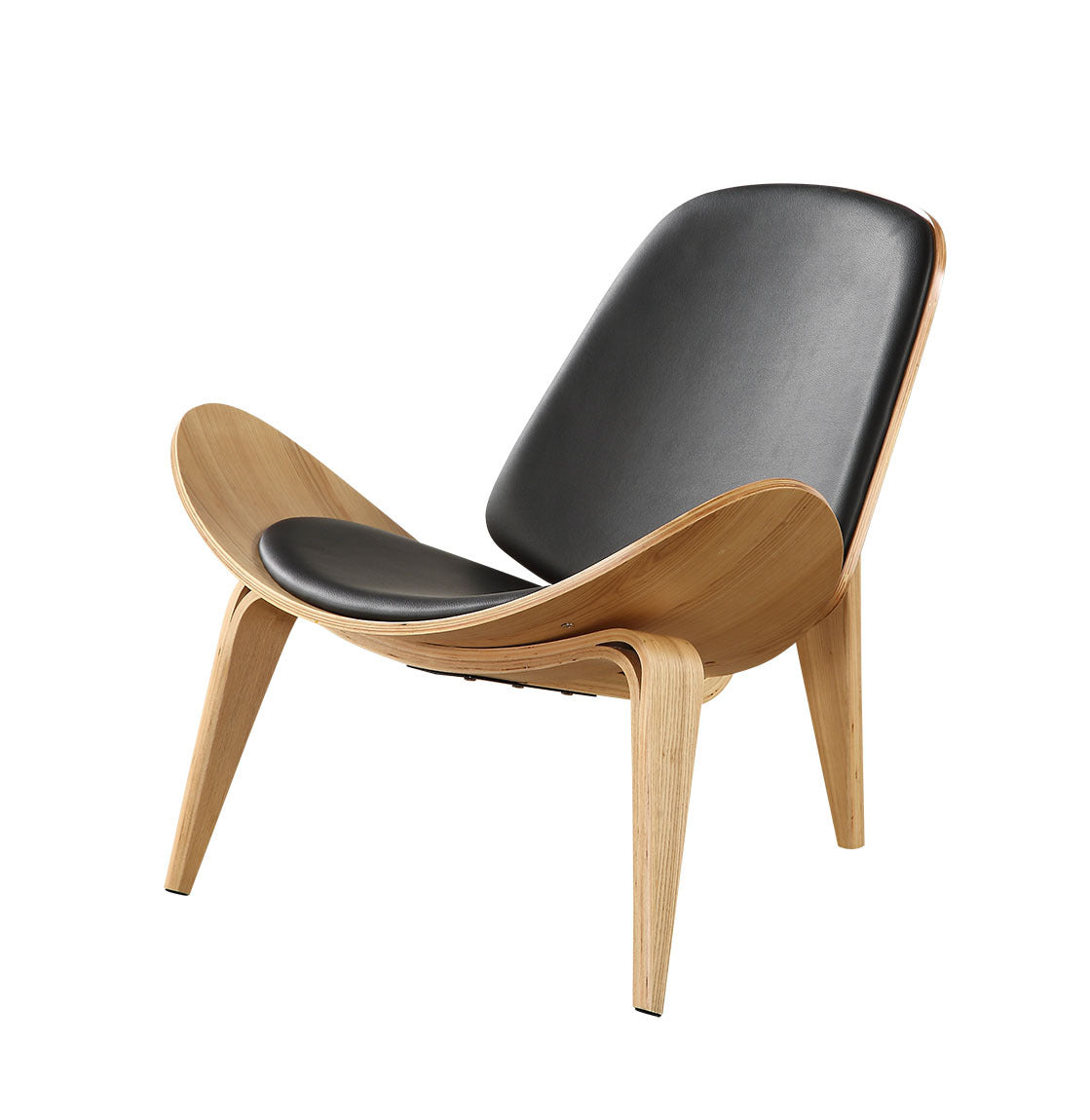 Ellington Collection | Sculptural Leather-Wrapped Walnut Leisure Chair - styled from an alternate angle revealing dimensional depth in a Mid-Century Modern living room setting.