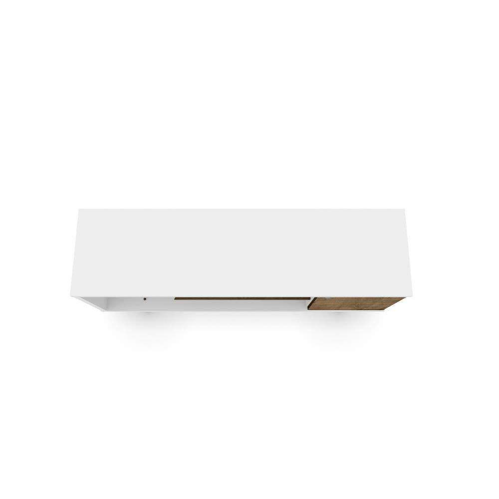 Liberty 53.14 In. White and Rustic Brown TV Stand Fits Tvs up to 50 In. with Storage Doors, Shelves and Cable Management