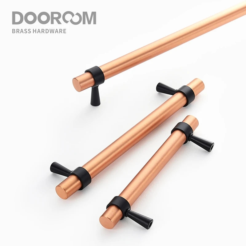 Brass Furniture Handles Modern Copper Black Pulls Cupboard Wardrobe Dresser Shoe Box Drawer Cabinet Handles Knobs