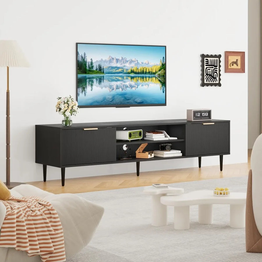 Dresden Collection | Tapered-Leg Steel-Framed Ebony Console - showcasing full sculptural form and curated finish in a Mid-Century Modern entryway setting.