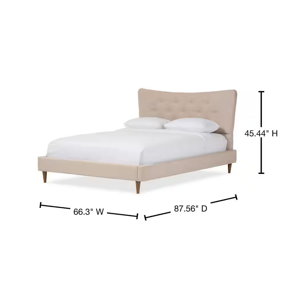 Hannah Beige Queen Upholstered Bed