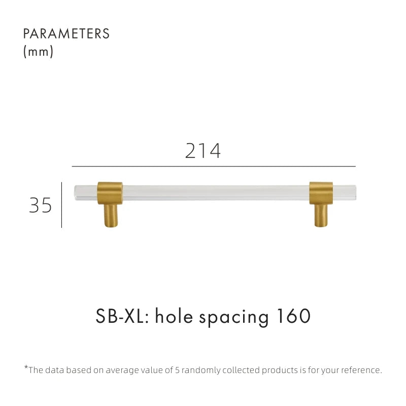 Brass Acrylic Furniture Handles Modern Fashionable Long Pulls Cupboard Wardrobe Dresser Shoe Box Drawer Cabinet Knobs