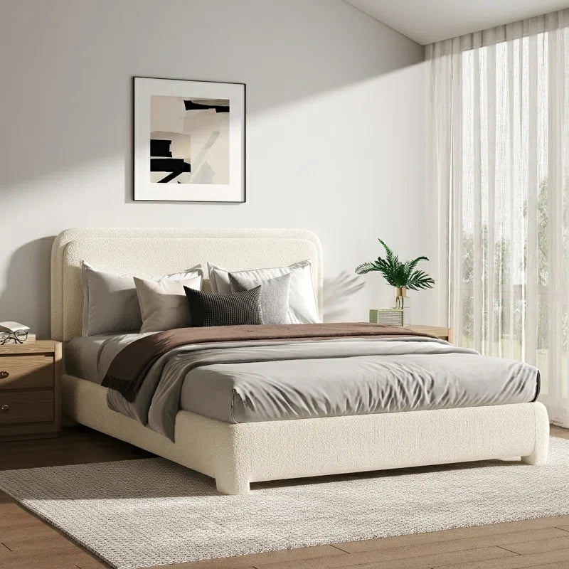 Transform your bedroom with the stylish Bensu Boucle Upholstered Platform Bed! 🛏️✨ #HomeDecor #BedroomGoals