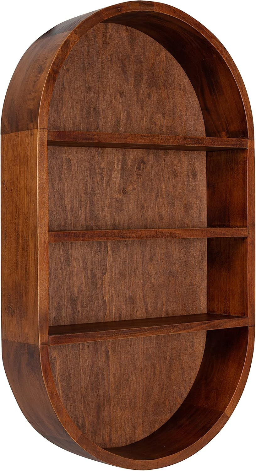 Hutton Midcentury Capsule Wall Shelf; 16 X 28; Walnut Brown; Geometric Decorative Shelves for Wall