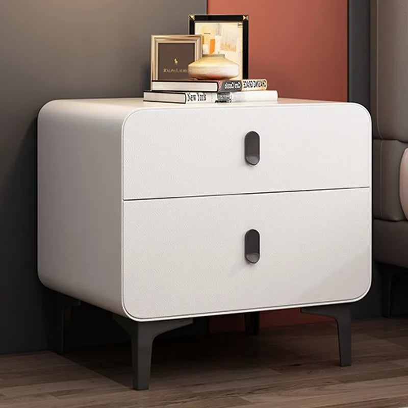 Dresden Collection | Tapered-Leg Atomic-Era Walnut Nightstand - showcasing full sculptural form and curated finish in a Mid-Century Modern bedroom setting.