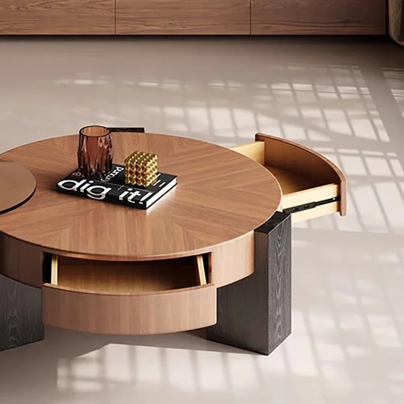 Fontaine Collection | Tapered-Leg Japanese-Inspired Wabi-Sabi Walnut Table - showcasing full sculptural form and curated finish in a Mid-Century Modern living room setting.