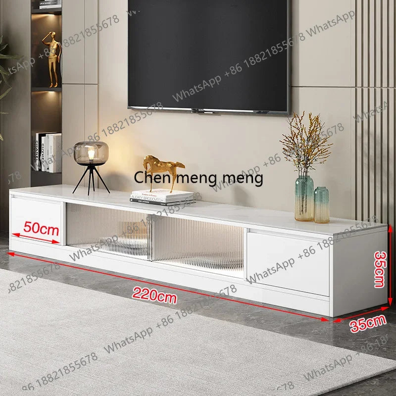 Montague Collection | Arched Glass-Top Retro Glam Glass TV Stand - showcasing full sculptural form and curated finish in a Mid-Century Modern living room setting.