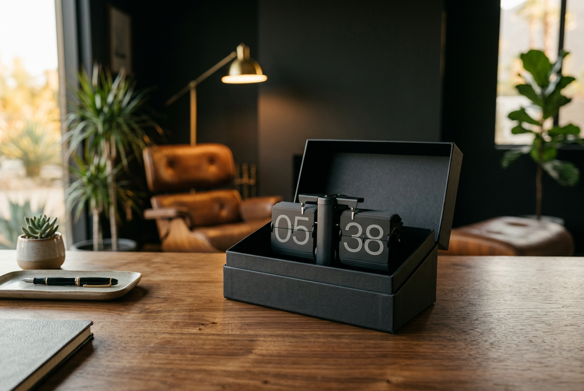 Karlsson Boxed Flip Clock in Black | Station Master