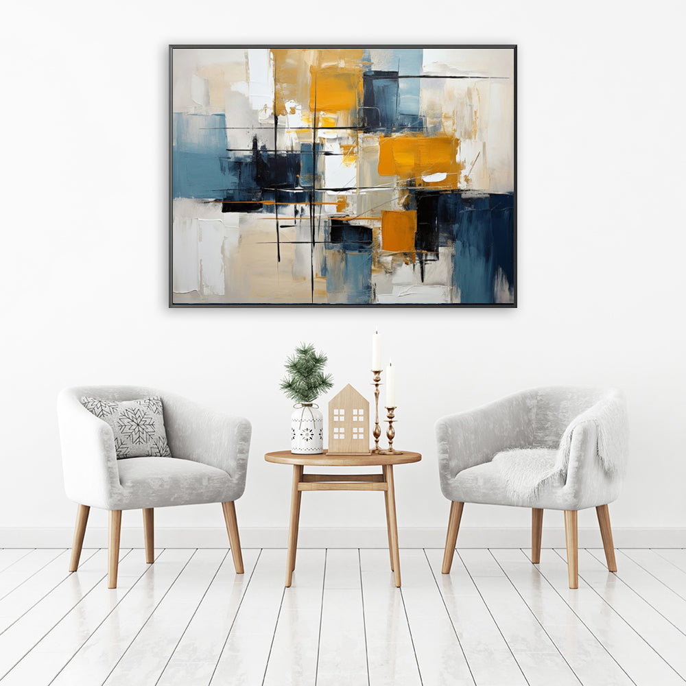 Exquisite Mid-Century Modern 3D Textured Oil Painting for Chic Living Room Decor
