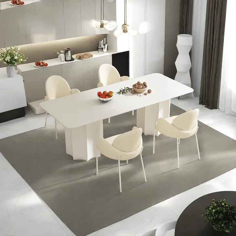 Ellington Collection | Tapered-Leg Curved Walnut Dining Chair - styled from an alternate angle revealing dimensional depth in a Mid-Century Modern dining room setting.