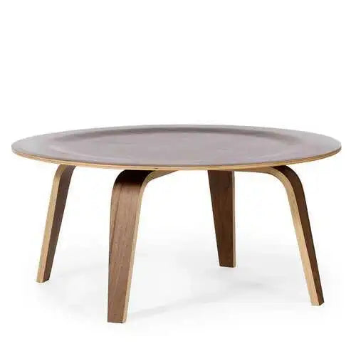 Dresden Collection | Geometric Circular Nordic Round Wood Coffee Table - demonstrating proportional harmony within the collection in a Mid-Century Modern living room setting.