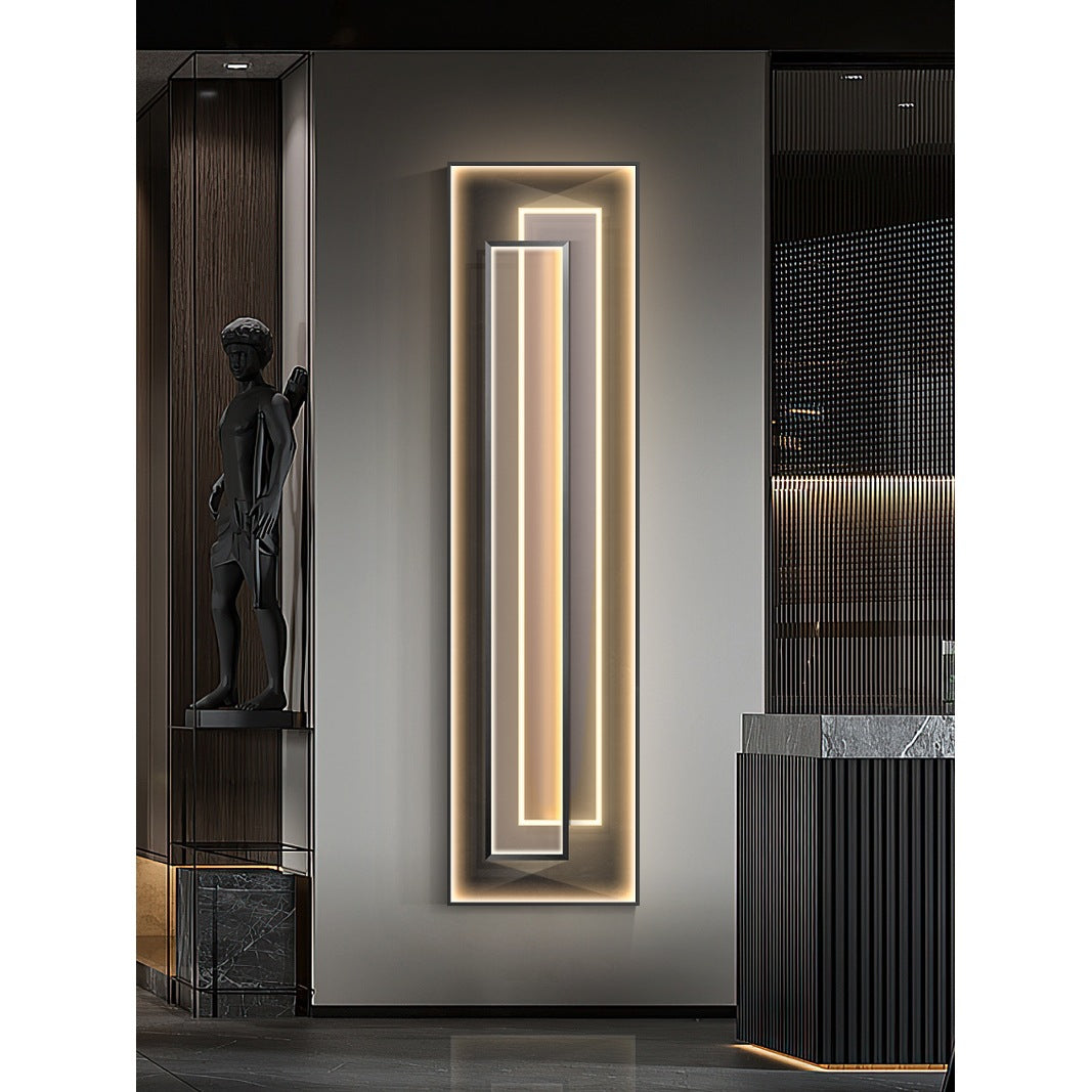 Ellington Collection | Geometric Brass-Accented Brass & Walnut Pendant - presented at scale within a designed interior in a Mid-Century Modern living room setting.