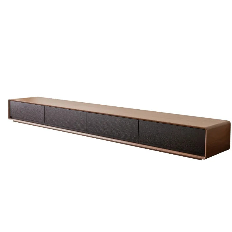 Cordoba Collection | Minimalist Walnut Media Console with Hearth - captured in a curated lifestyle vignette in a Mid-Century Modern entryway setting.