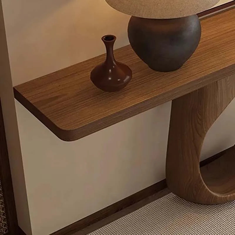 Valencia Collection | Architectural Walnut Console Table - demonstrating proportional harmony within the collection in a Mid-Century Modern entryway setting.