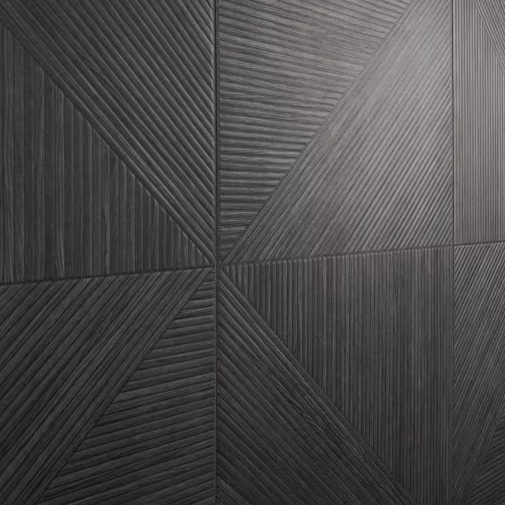Luxury Ribbed Charcoal 23.62 In. X 47.24 In. Matte Porcelain Wall (15.49 Sq. Ft./Case)