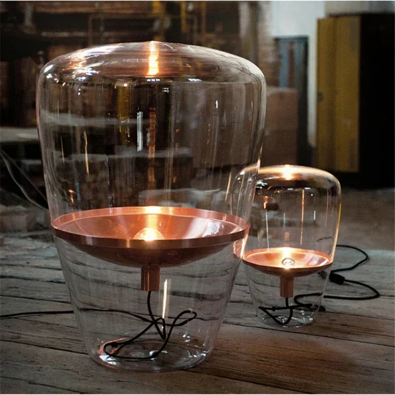 Astoria Collection | Sculptural Glass-Topped Czech Crystal Table Lamp - showcasing full sculptural form and curated finish in a Mid-Century Modern living room setting.