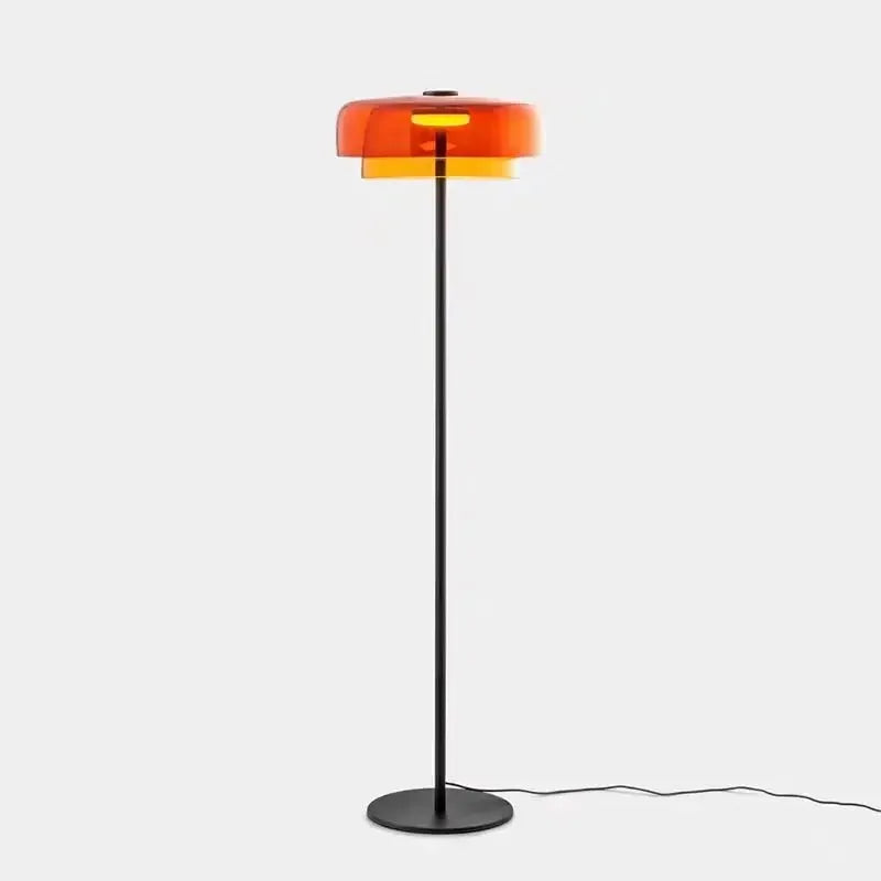 Fontaine Collection | Minimalist Steel-Framed Brushed Steel Floor Lamp - highlighting material texture and craftsmanship detail in a Mid-Century Modern living room setting.