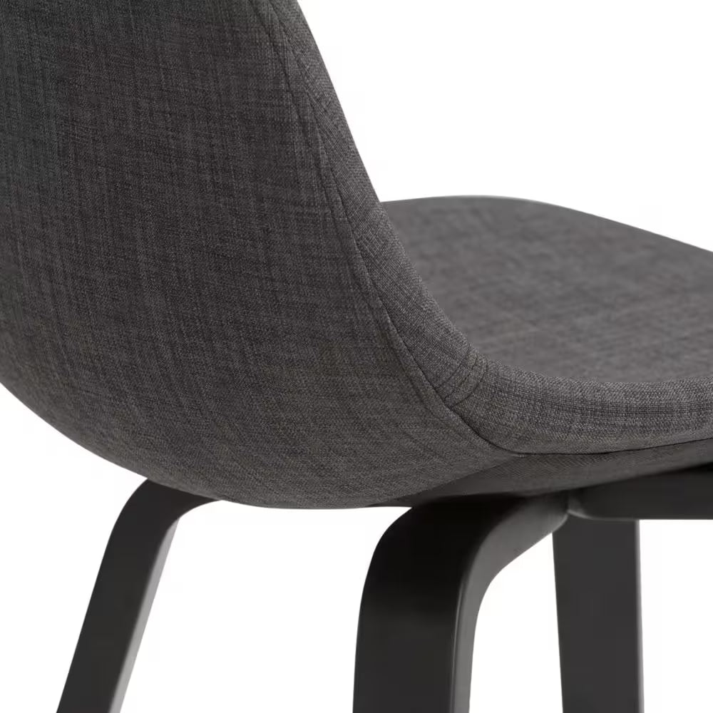 Randolph 36.61 In. H Charcoal Grey, Black Linen Look Fabric Mid Century Modern Bentwood Counter Height Stool (Set of 2)
