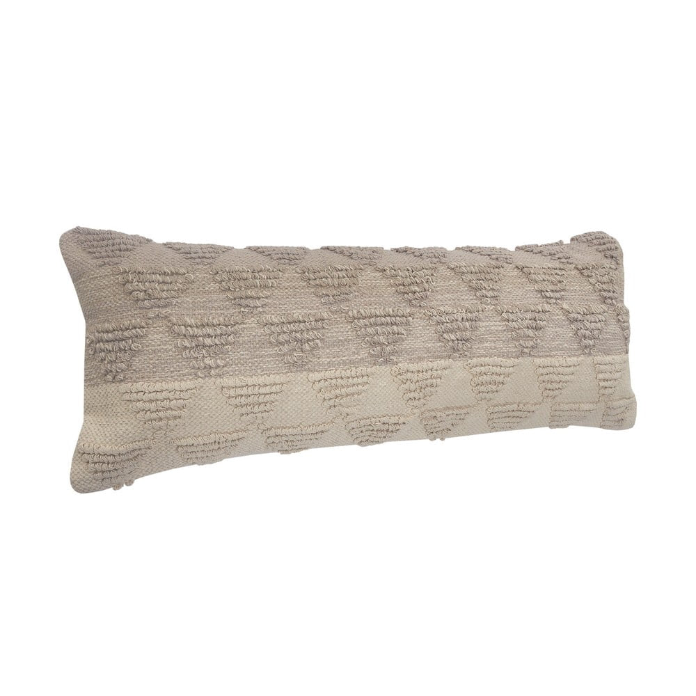 14" X 36" Hand-Woven Cream/ Tan Geometric Organic Cotton Pillow Cover