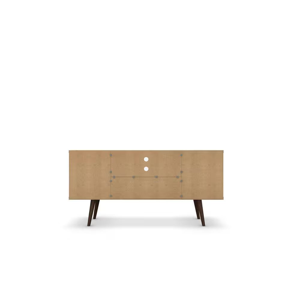 Liberty 53.14 In. Rustic Brown and White TV Stand Fits Tvs up to 50 In. with Storage Doors and Cable Management