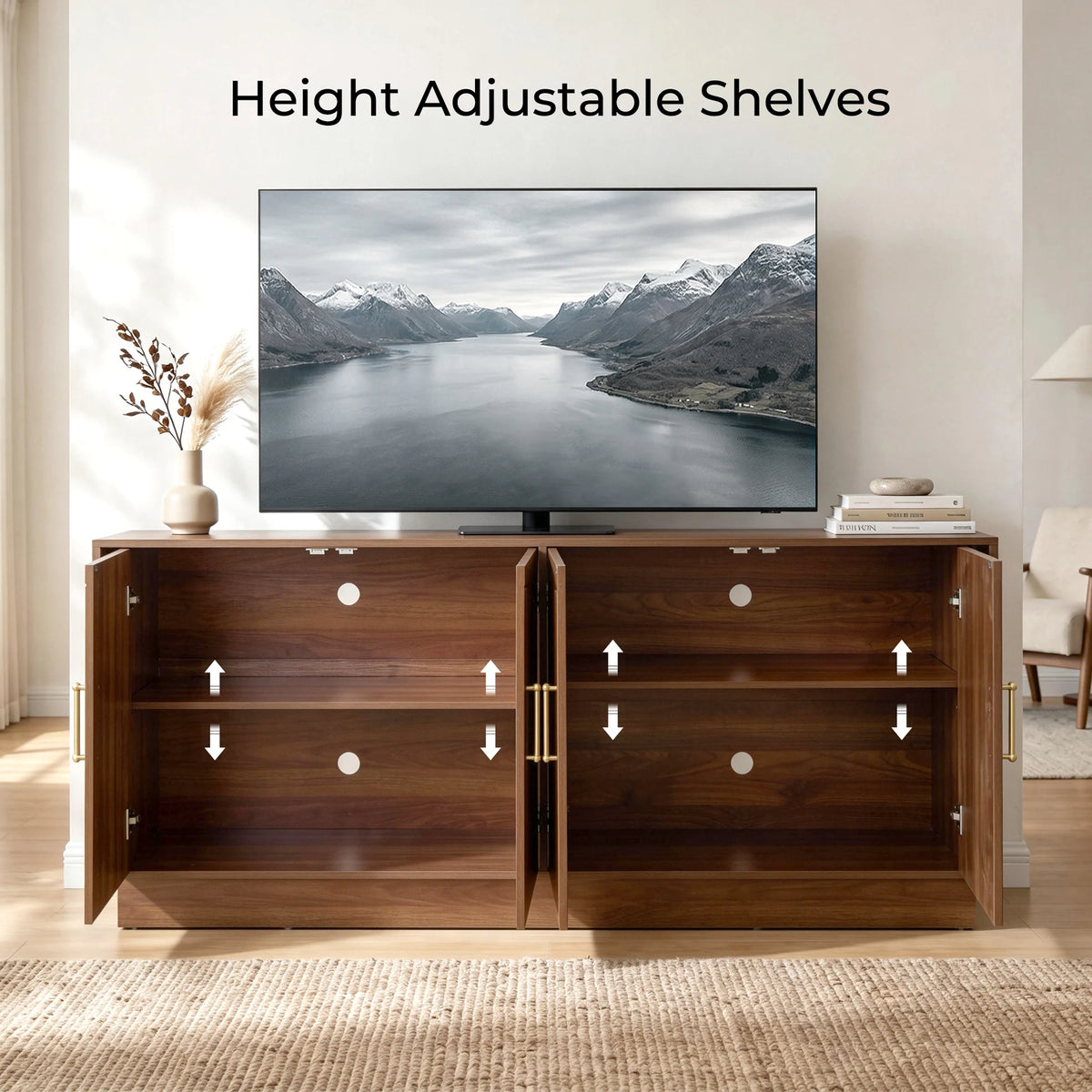 65" Mid-Century Modern TV Stand with Storage