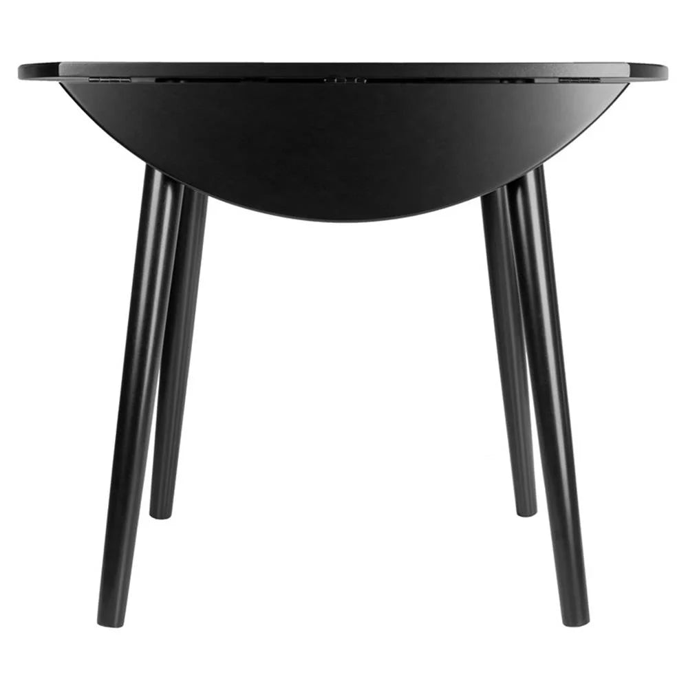 Moreno 36" round Drop Leaf Transitional Solid Wood Dining Table in Black