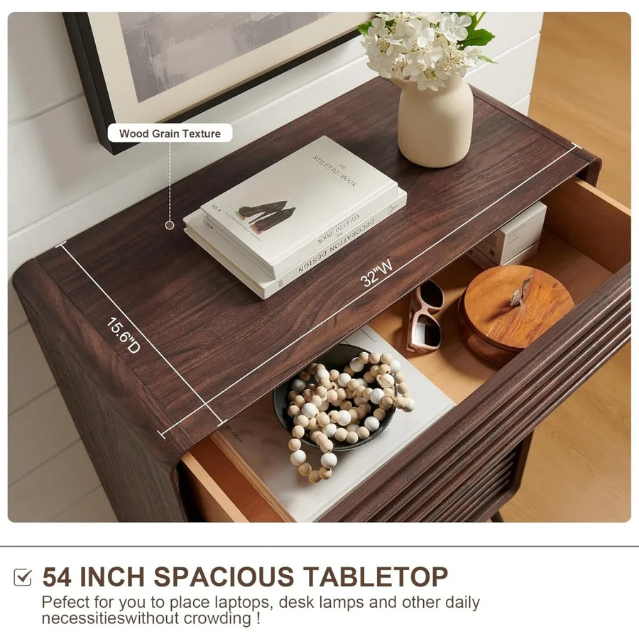 Ellington Collection | Fluted Atomic-Era Fluted Walnut Dresser - showcasing full sculptural form and curated finish in a Mid-Century Modern bedroom setting.