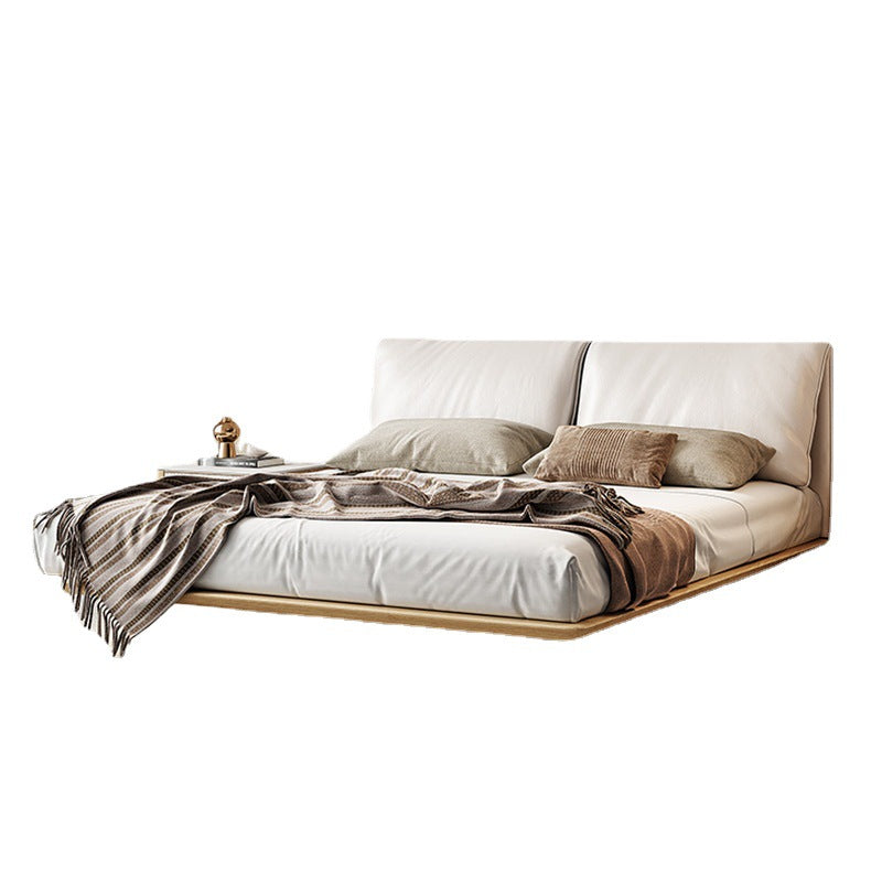 Fontaine Collection | Floating Chrome-Detailed Suspended Leather Platform - highlighting material texture and craftsmanship detail in a Mid-Century Modern living room setting.