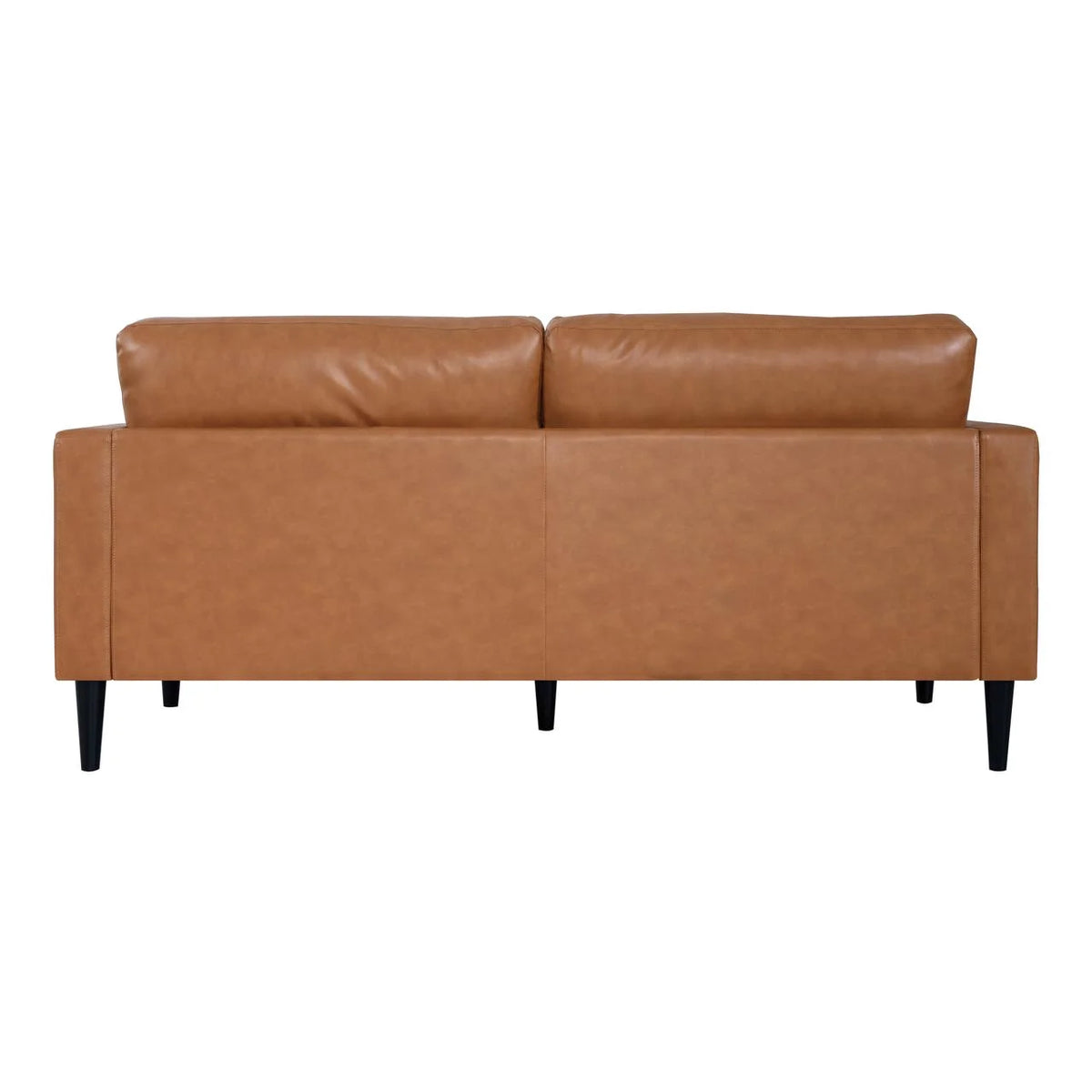 Marisa Genuine Leather Mid-Century Modern Sofa, Removable Cushions, Matching Bolster Pillows, Plush Foam Comfort, Sturdy Hardwood Frame, Spacious 3-Seater Seating, Tan