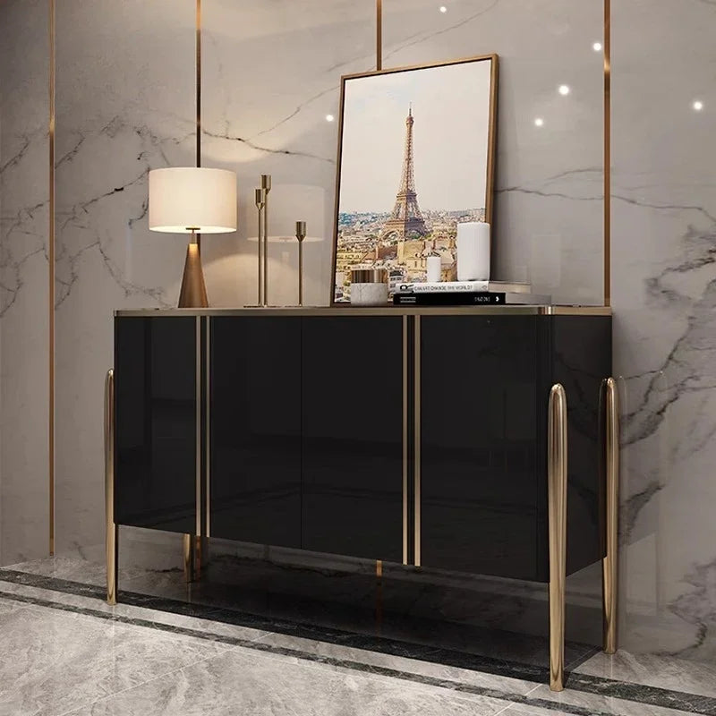 Fontaine Collection | Tapered-Leg Brass-Accented Walnut Organizer - detail view 12 revealing design nuance in a Mid-Century Modern living room setting.