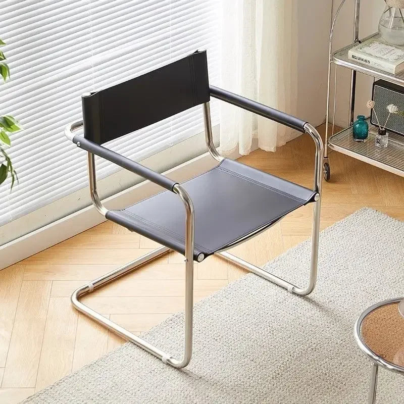 Fontaine Collection | Geometric Chrome-Detailed Chrome & Leather Lounge Chair - Curated Furniture for the Modern Living Collection | Woodies ON Woodlawn