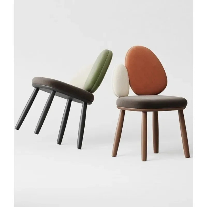 Ellington Collection | Round Atomic-Era Solid Walnut Dining Chairs - featuring close-up joinery and artisanal finish quality in a Mid-Century Modern dining room setting.