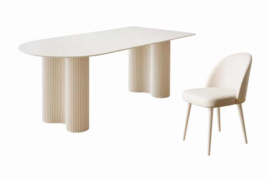 Belmont Collection | Tapered-Leg Nordic Walnut Corner Dining Table - showcasing full sculptural form and material finish in a Mid-Century Modern dining room setting.