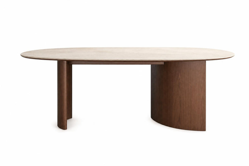 The Fontaine Travertine Teardrop Table