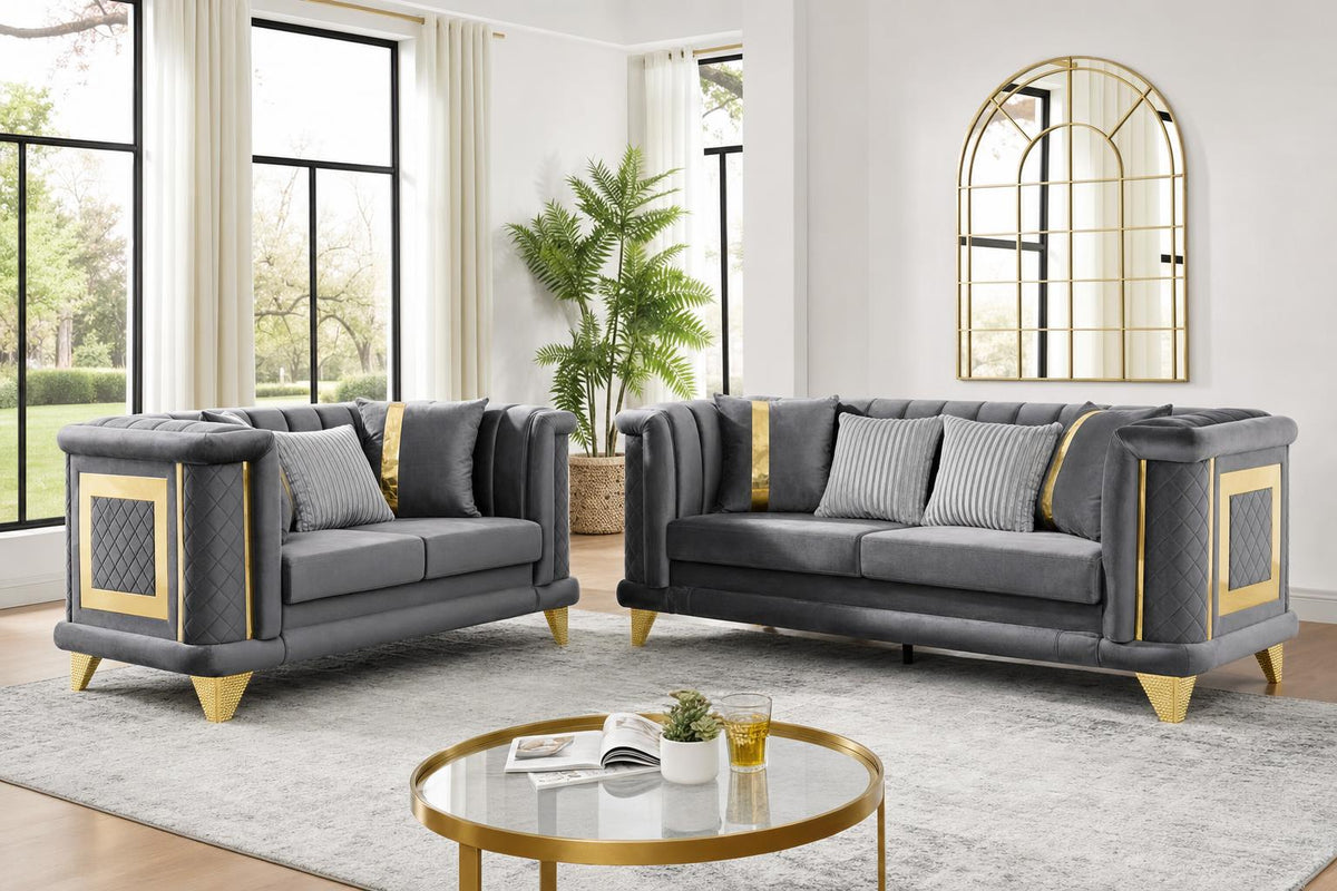 Fontaine Collection | Tapered-Leg Velvet-Cushioned 89" Velvet Grand Sofa - showcasing full sculptural form and material finish in a Mid-Century Modern living room setting.